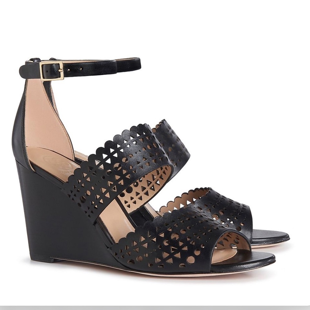 Tory Burch perforated gladiator wedge. Fits 9.5